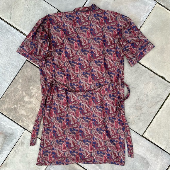 Vintage 90s Burgundy Paisley Robe Made in USA - Picture 2 of 7